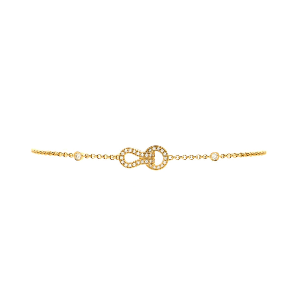 Agrafe Cable Chain Bracelet 18K Yellow Gold with Diamonds