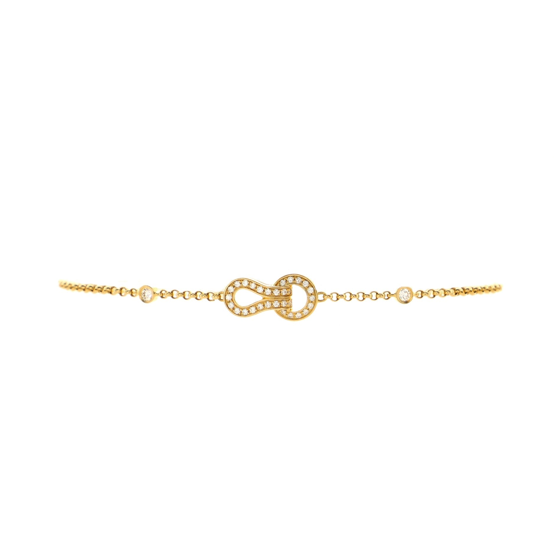 Agrafe Cable Chain Bracelet 18K Yellow Gold with Diamonds