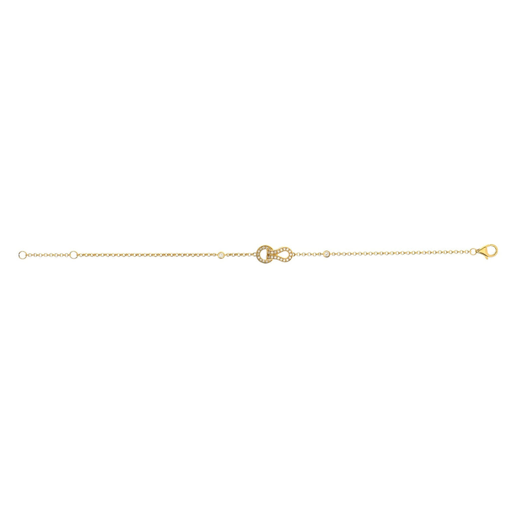 Agrafe Cable Chain Bracelet 18K Yellow Gold with Diamonds
