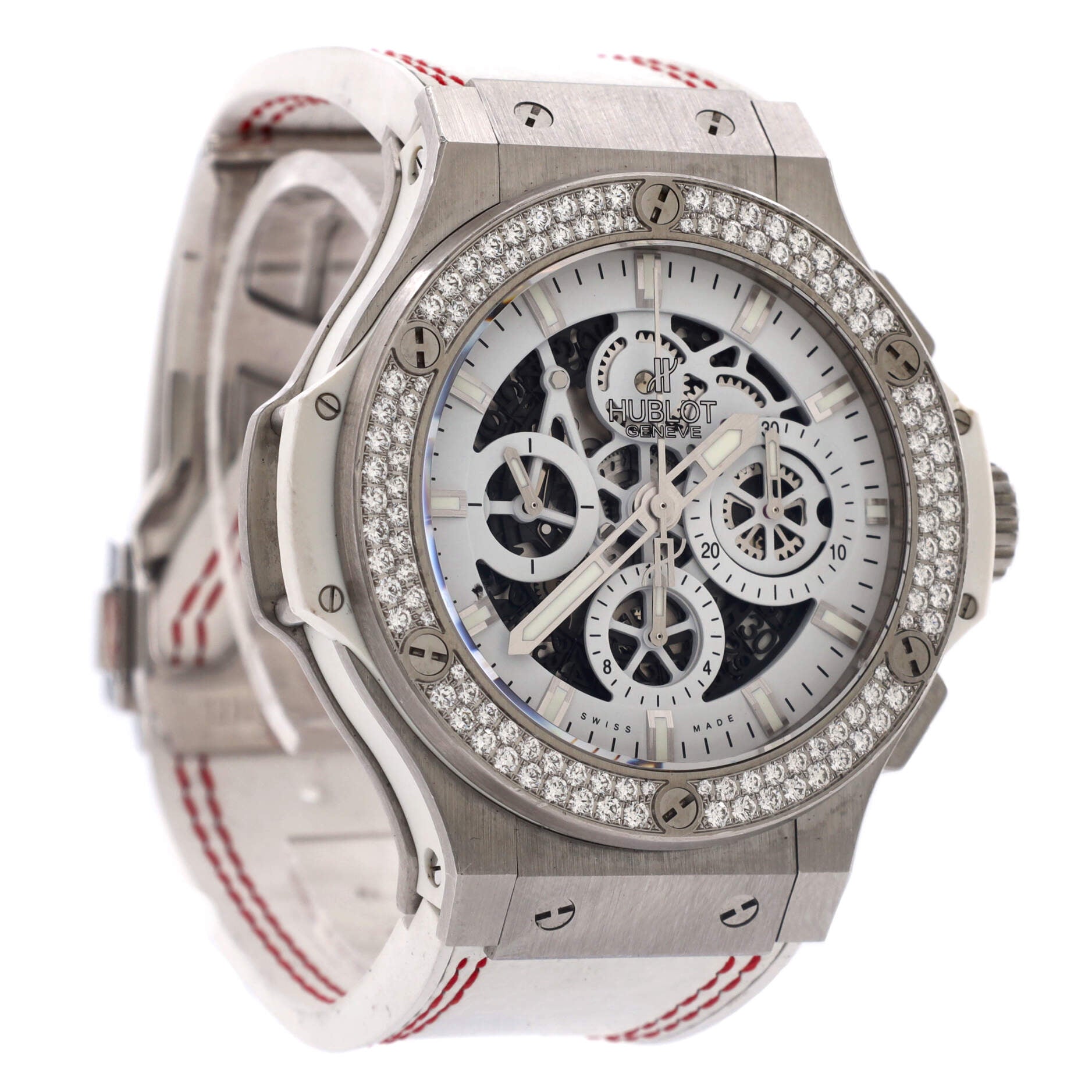 Big Bang Aero Bang Chronograph Automatic Watch Stainless Steel and Rubber with Diamond Bezel 44