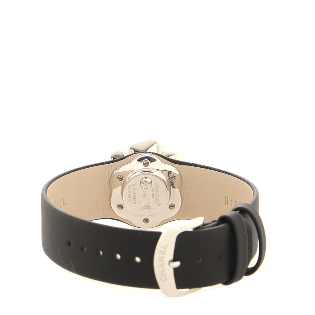 Camellia Quartz Watch White Gold with Satin and Diamond Bezel and Dial 25