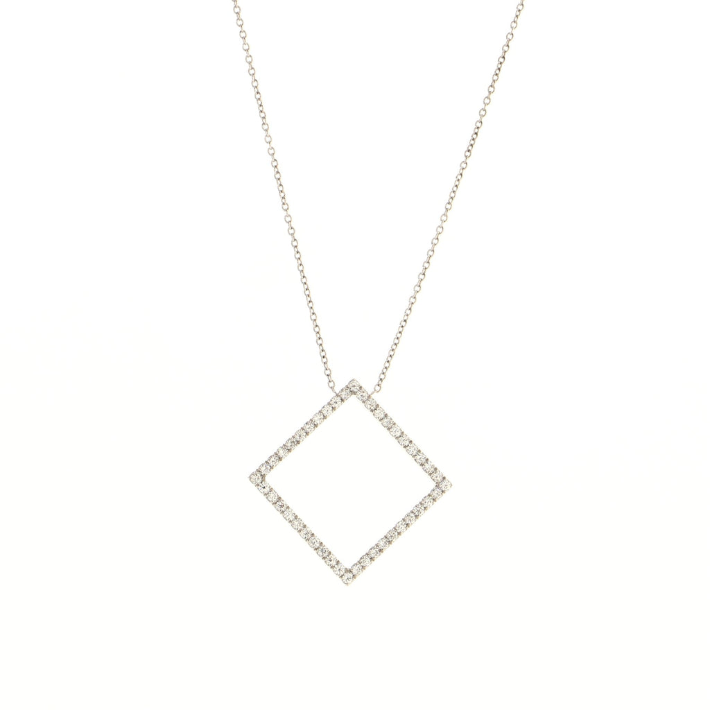 Metro Square Pendant Necklace 18K White Gold and Diamonds