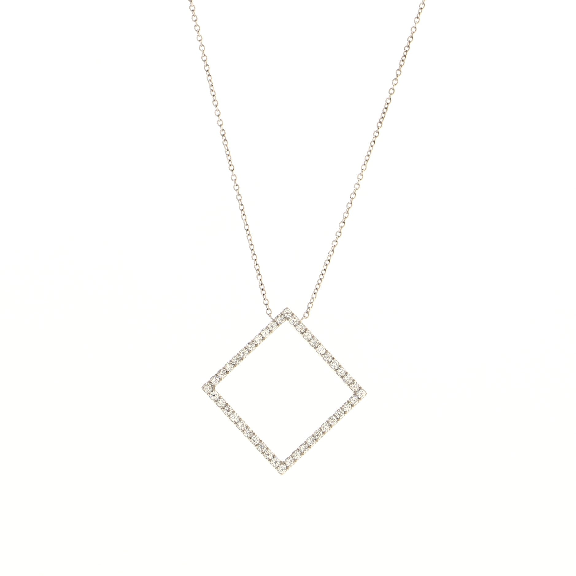 Metro Square Pendant Necklace 18K White Gold and Diamonds