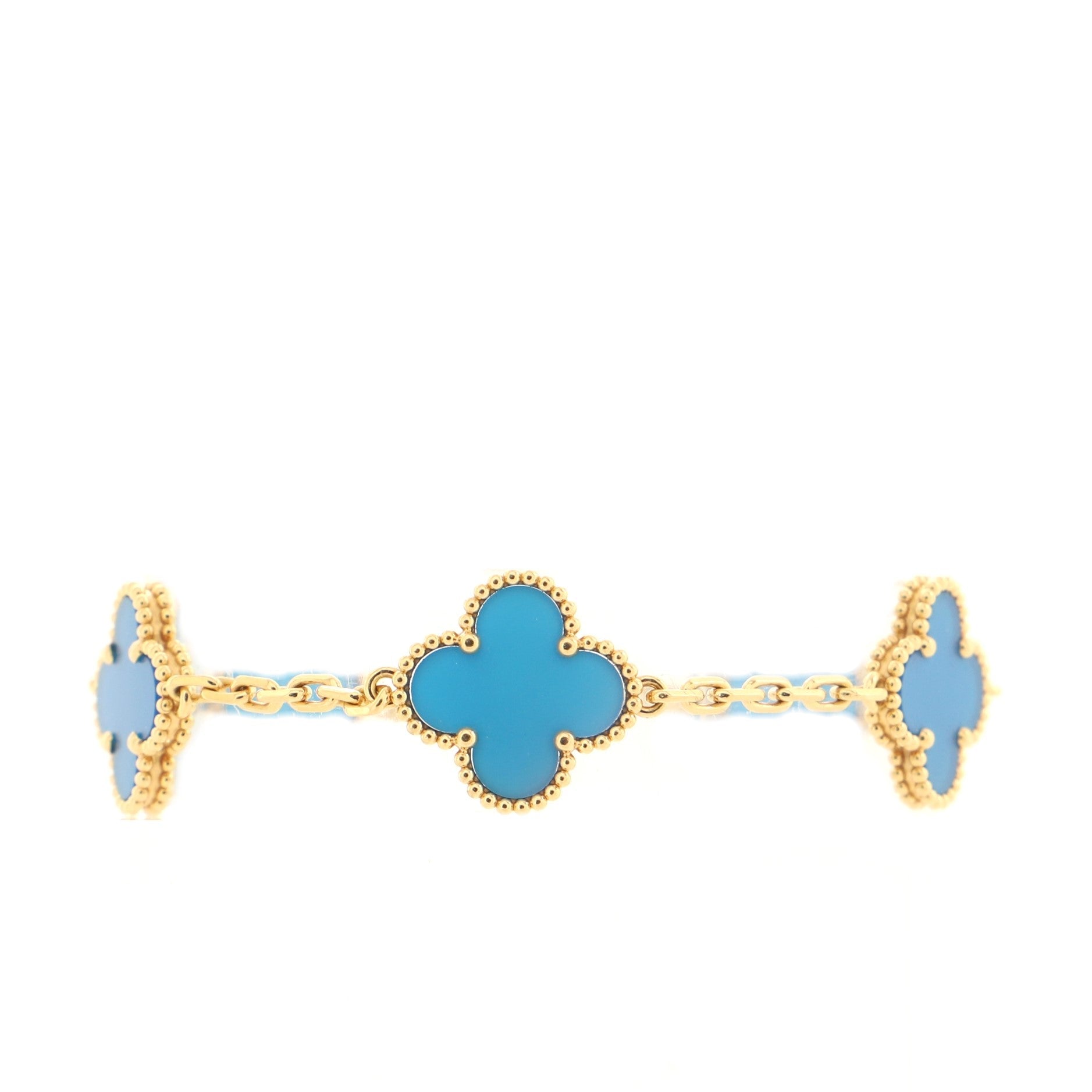 Vintage Alhambra 5 Motifs Bracelet 18K Yellow Gold and Agate