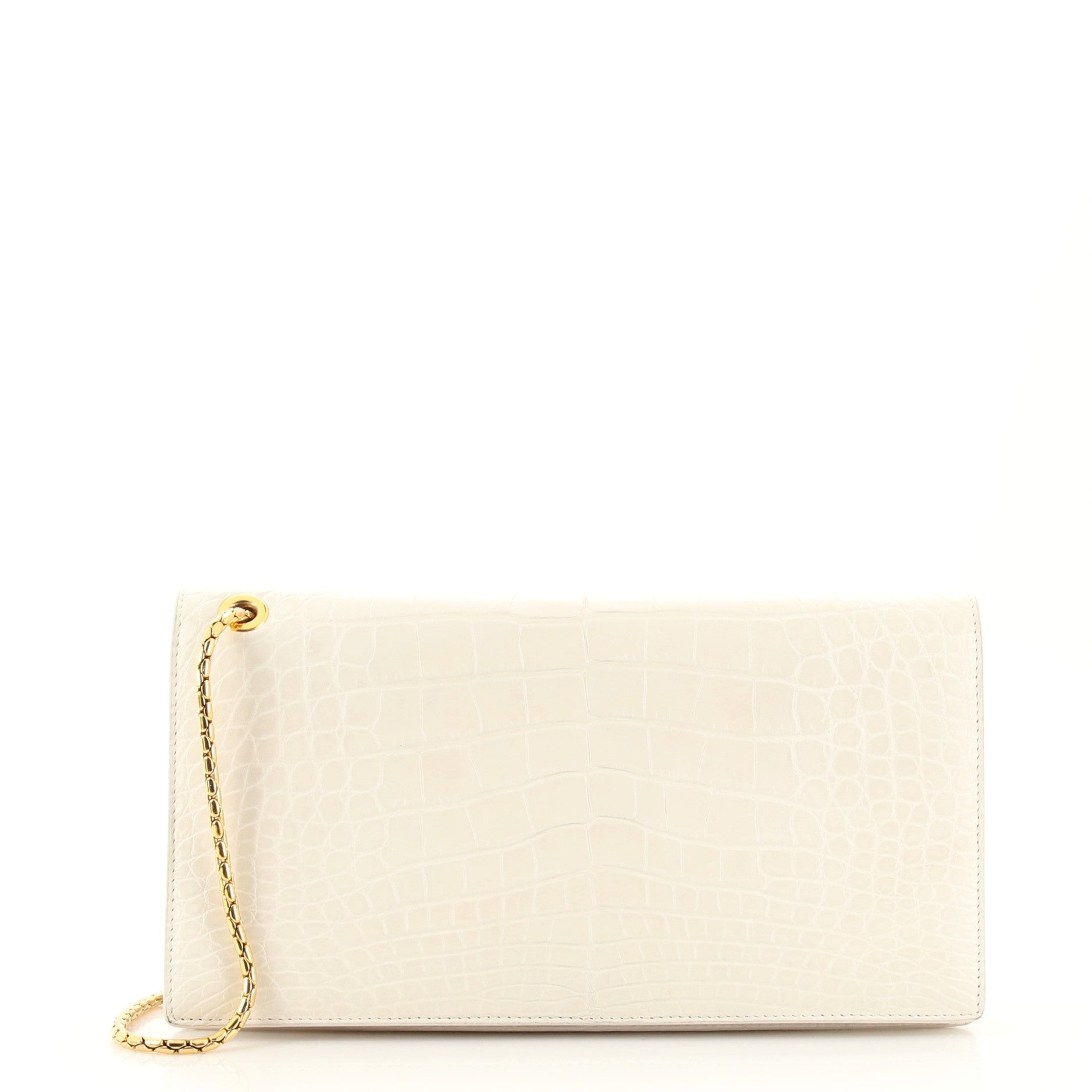 Wristlet Chain Flap Clutch Alligator