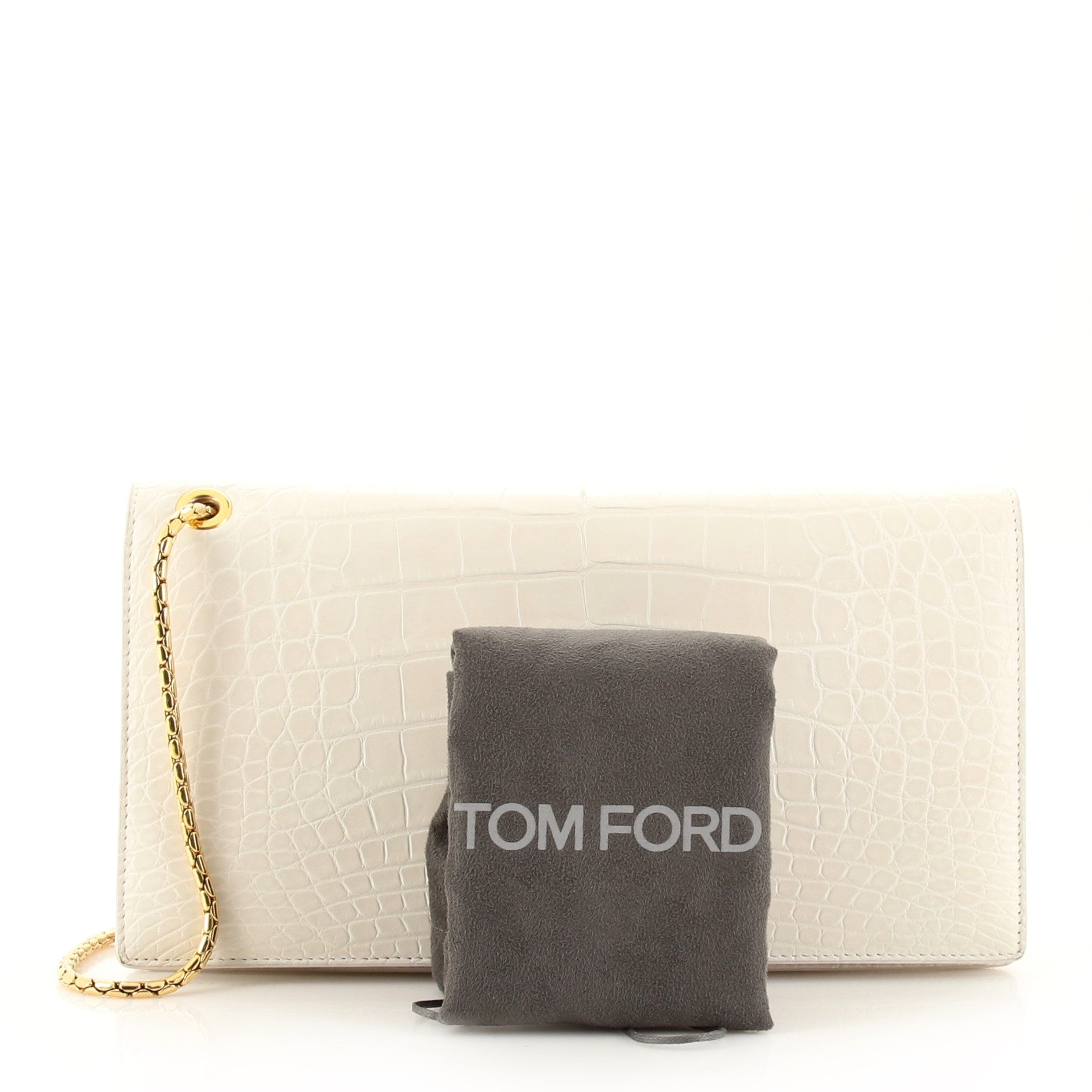 Wristlet Chain Flap Clutch Alligator