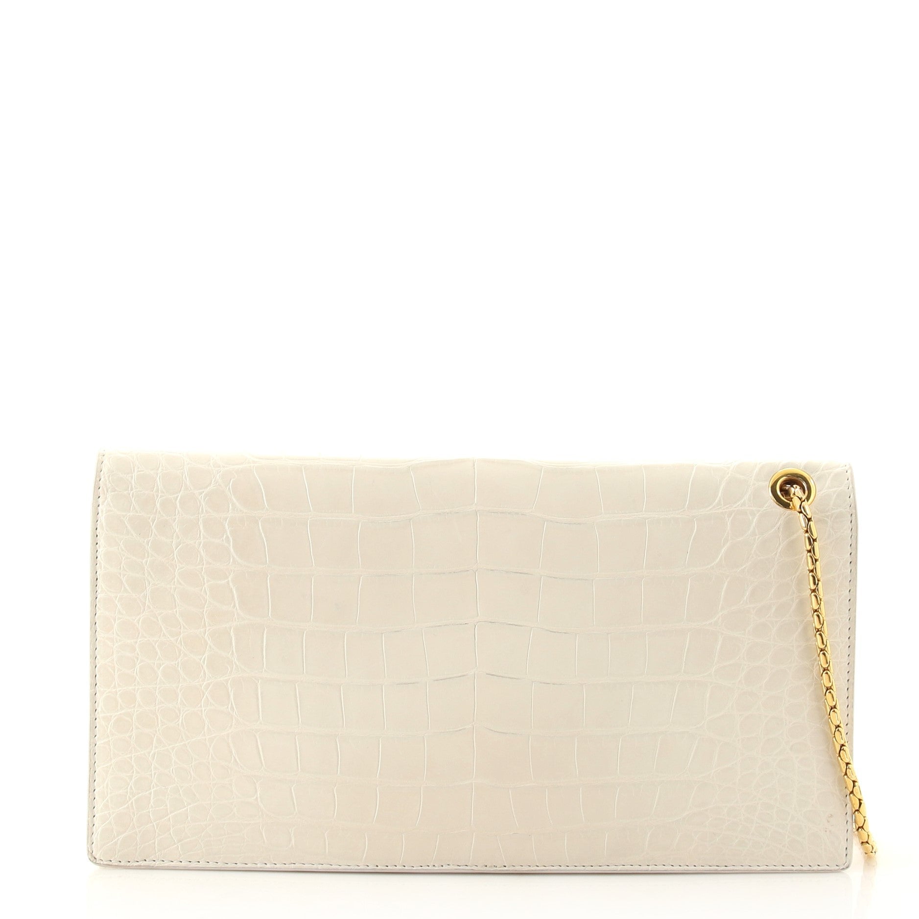 Wristlet Chain Flap Clutch Alligator
