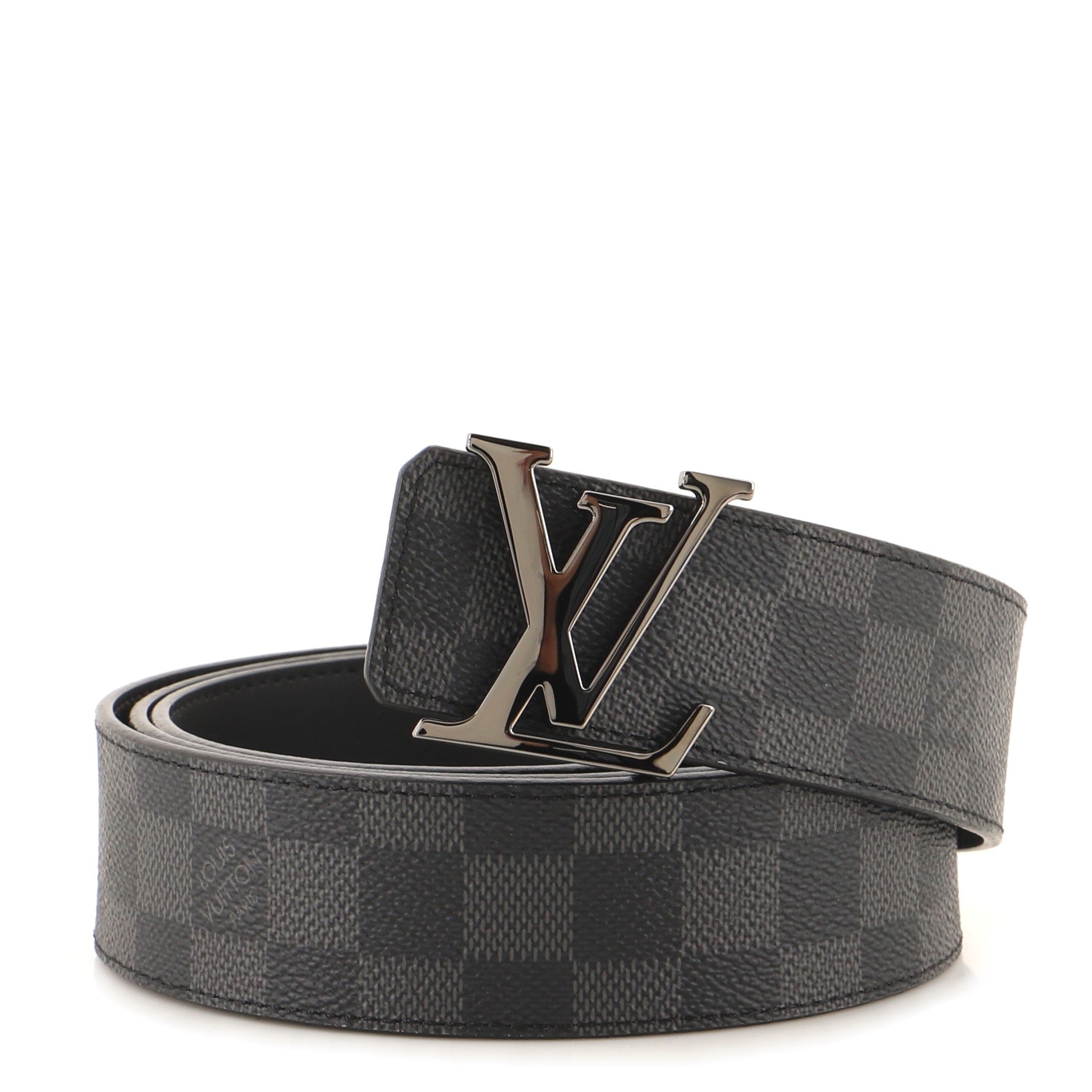 LV Initiales Reversible Belt Damier Graphite and Leather Wide 120