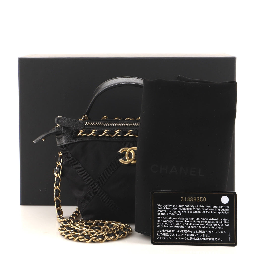 Top Handle Clutch with Chain Nylon with Grosgrain Mini