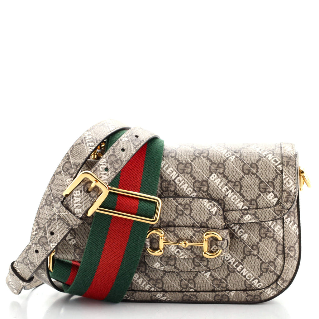 x Balenciaga The Hacker Project Horsebit 1955 Shoulder Bag GG Coated Canvas Mini
