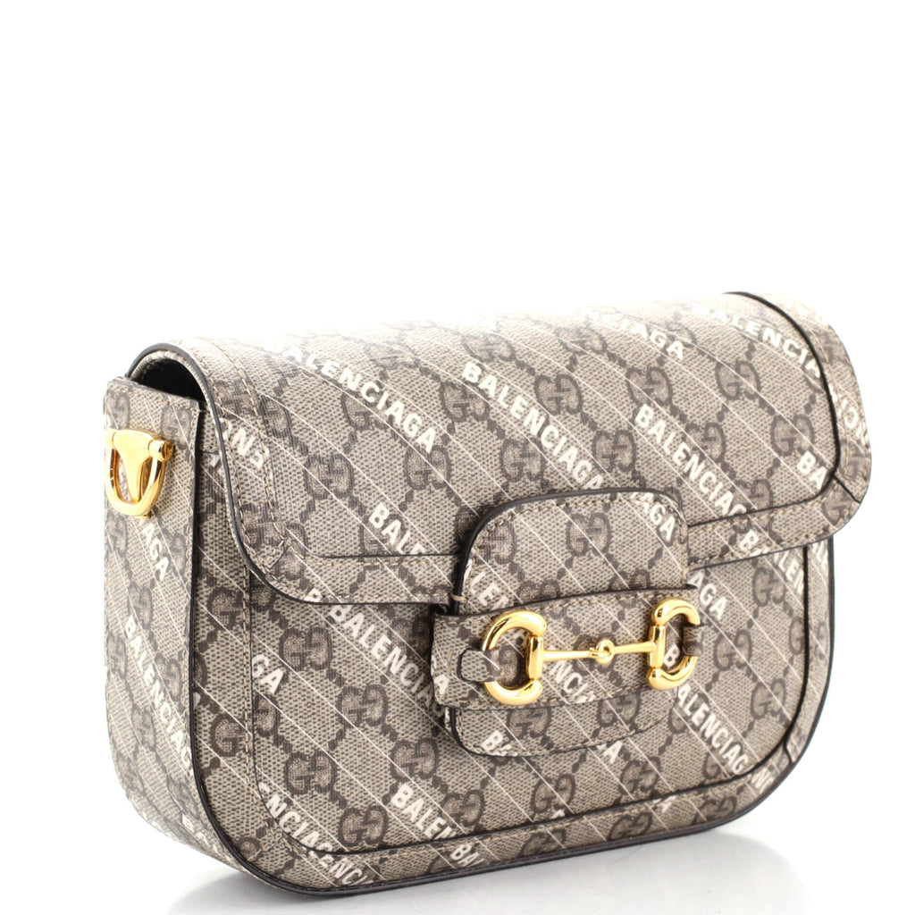 x Balenciaga The Hacker Project Horsebit 1955 Shoulder Bag GG Coated Canvas Mini