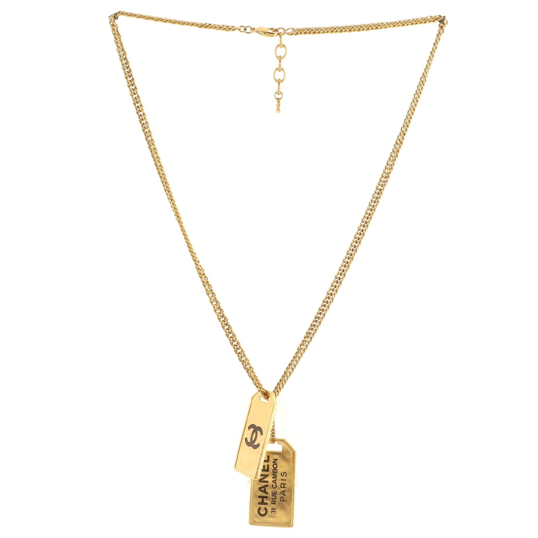 CC Dog Tag Pendant Necklace Metal