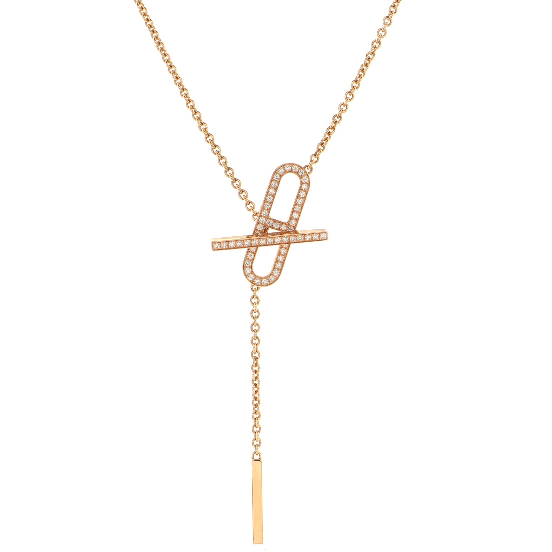 Ever Chaine d'Ancre Lariat Necklace 18K Rose Gold with Diamonds Small