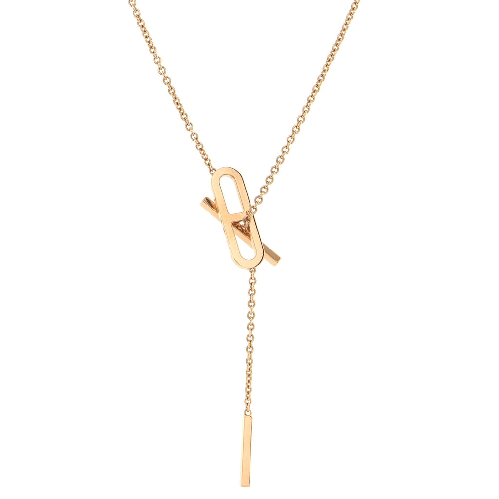 Ever Chaine d'Ancre Lariat Necklace 18K Rose Gold with Diamonds Small