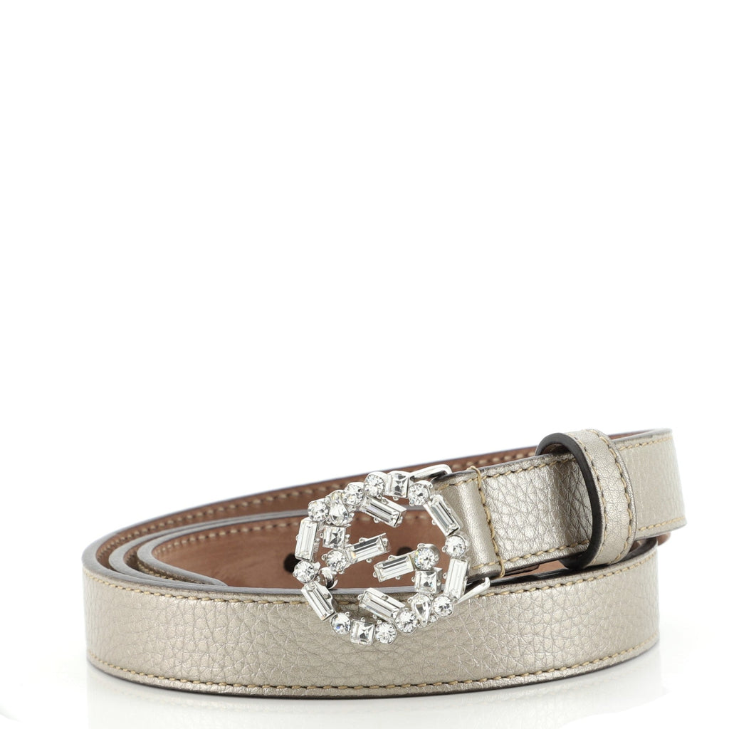 Crystal Around GG Belt Leather Thin 85