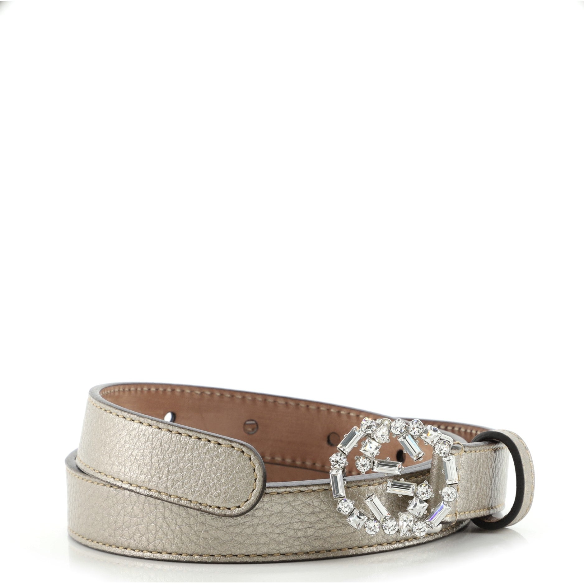 Crystal Around GG Belt Leather Thin 85