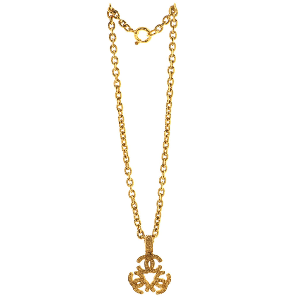 Vintage Triple CC Chain Necklace Metal