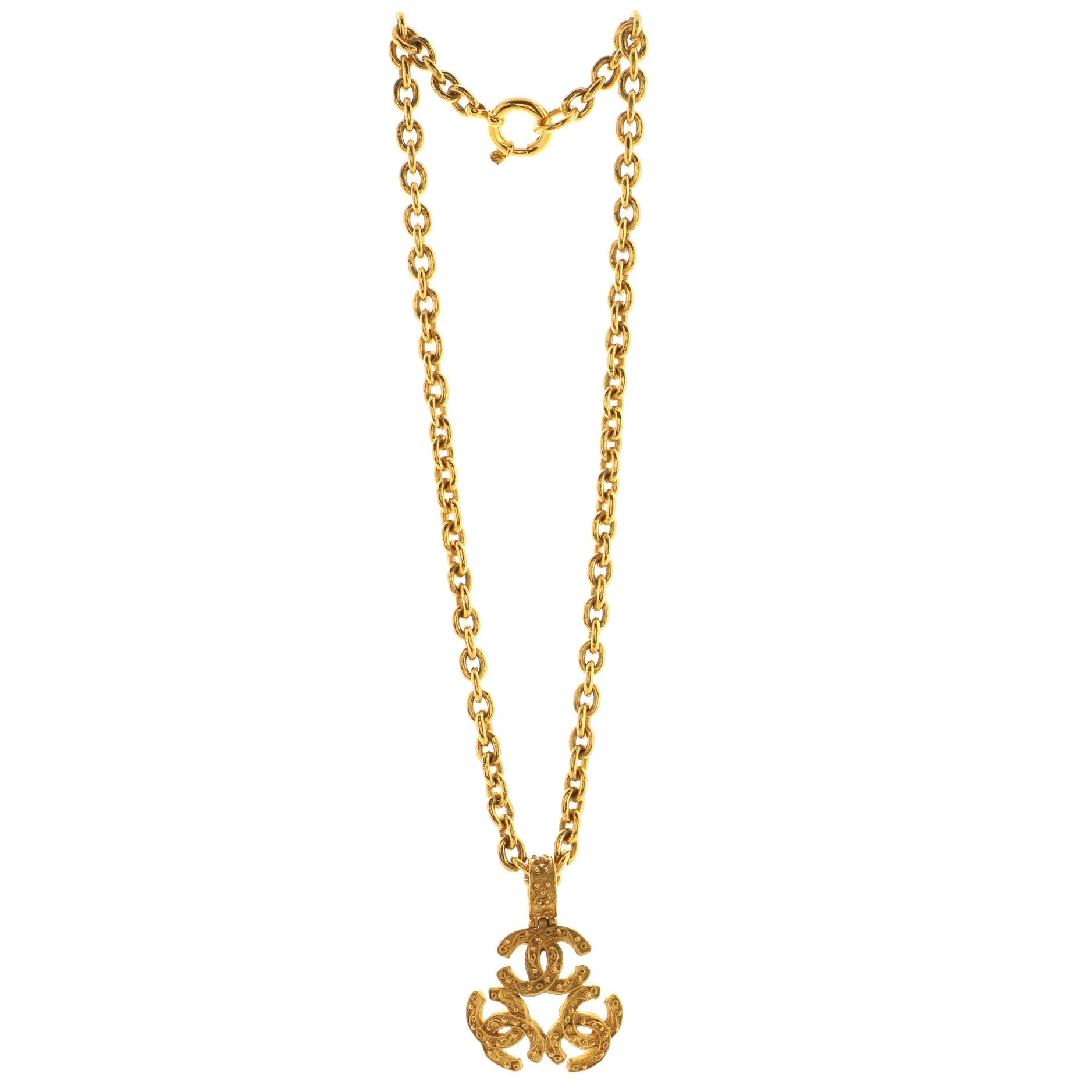 Vintage Triple CC Chain Necklace Metal