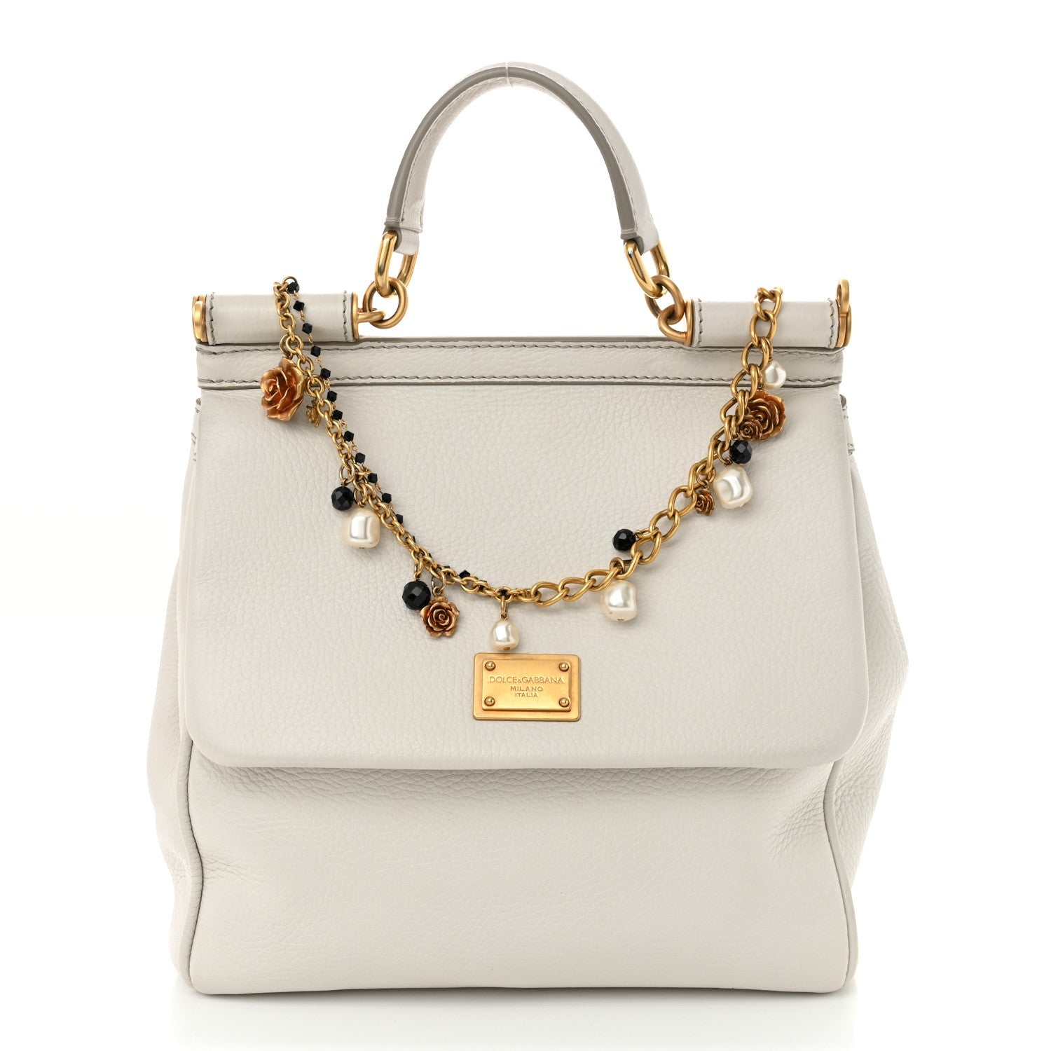 Calfskin Medium Miss Sicily Satchel White