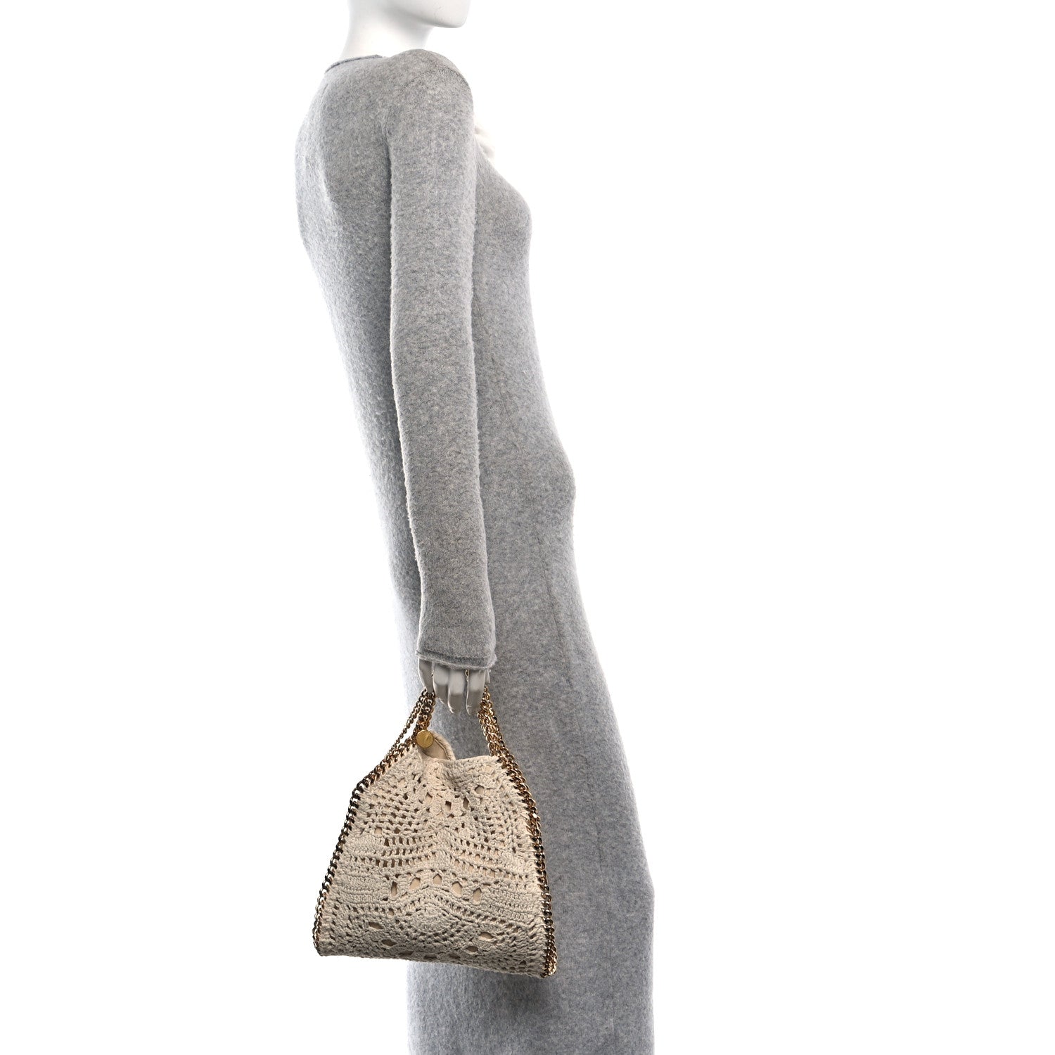 Cotton Crochet Falabella Ajouree Tote Bag White