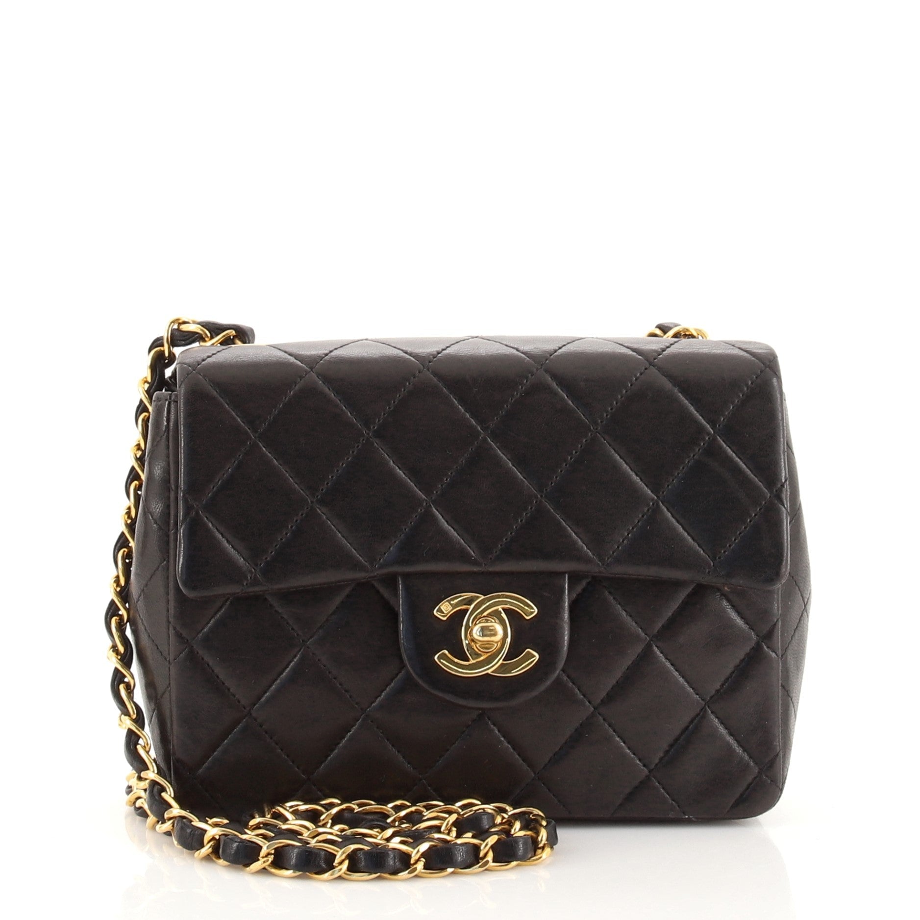 Vintage Square Classic Single Flap Bag Quilted Lambskin Mini