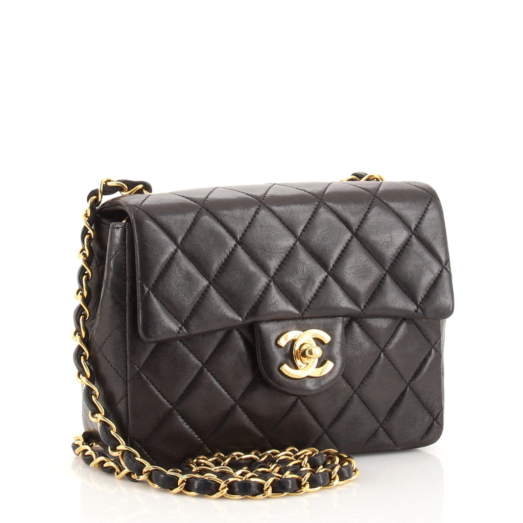 Vintage Square Classic Single Flap Bag Quilted Lambskin Mini