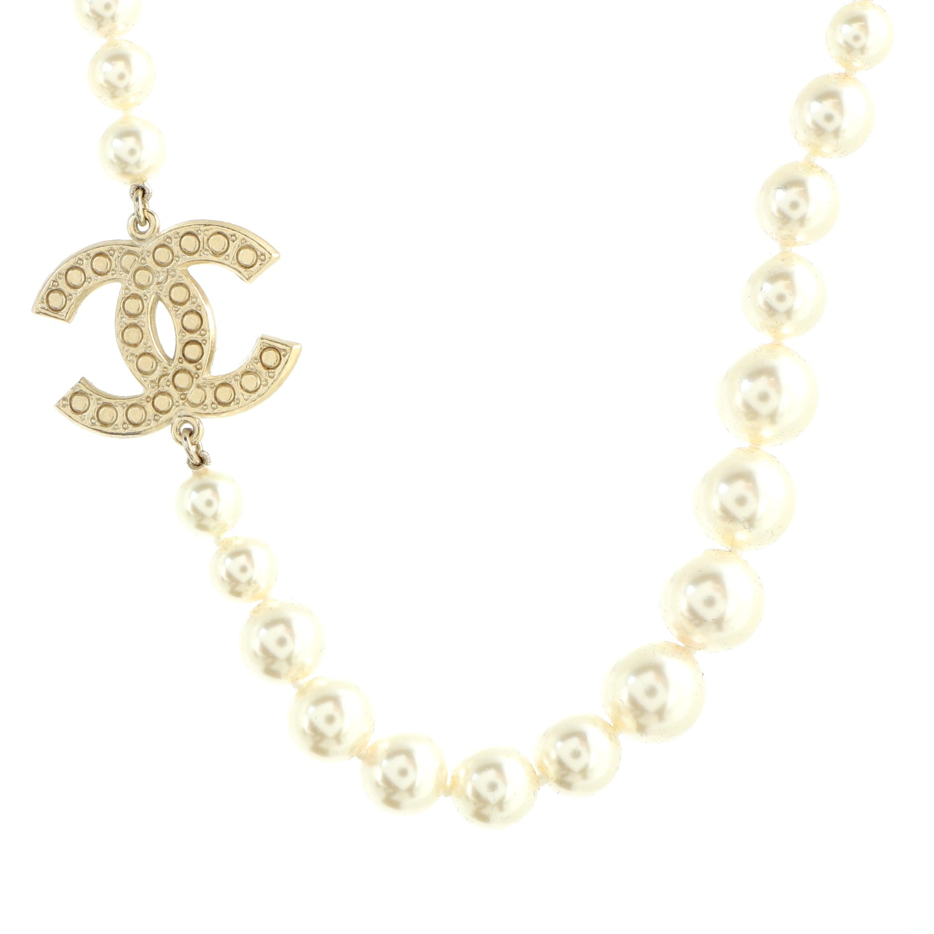 CC 100th Anniversary Short Necklace Metal with Faux Pearls and Crystals