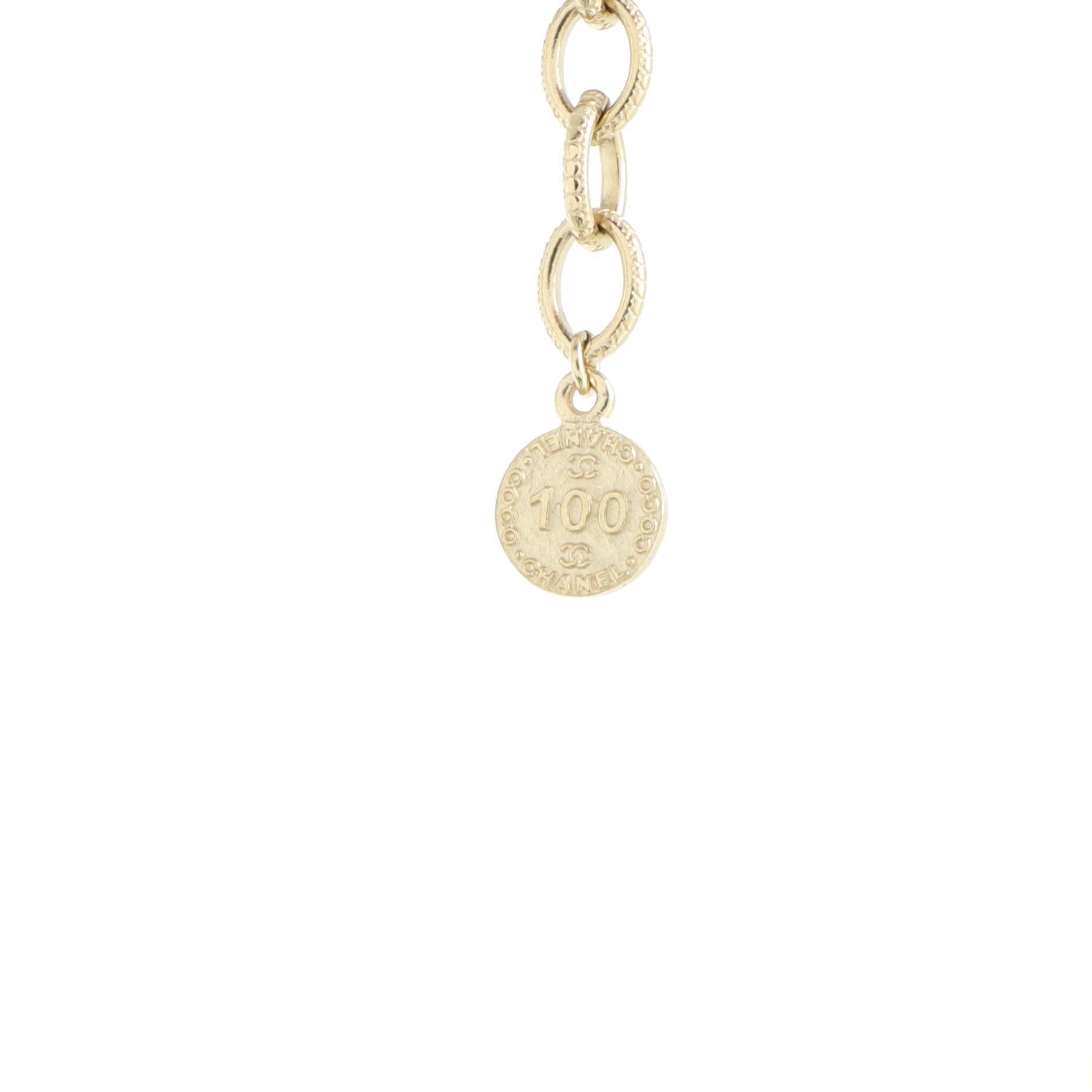 CC 100th Anniversary Short Necklace Metal with Faux Pearls and Crystals