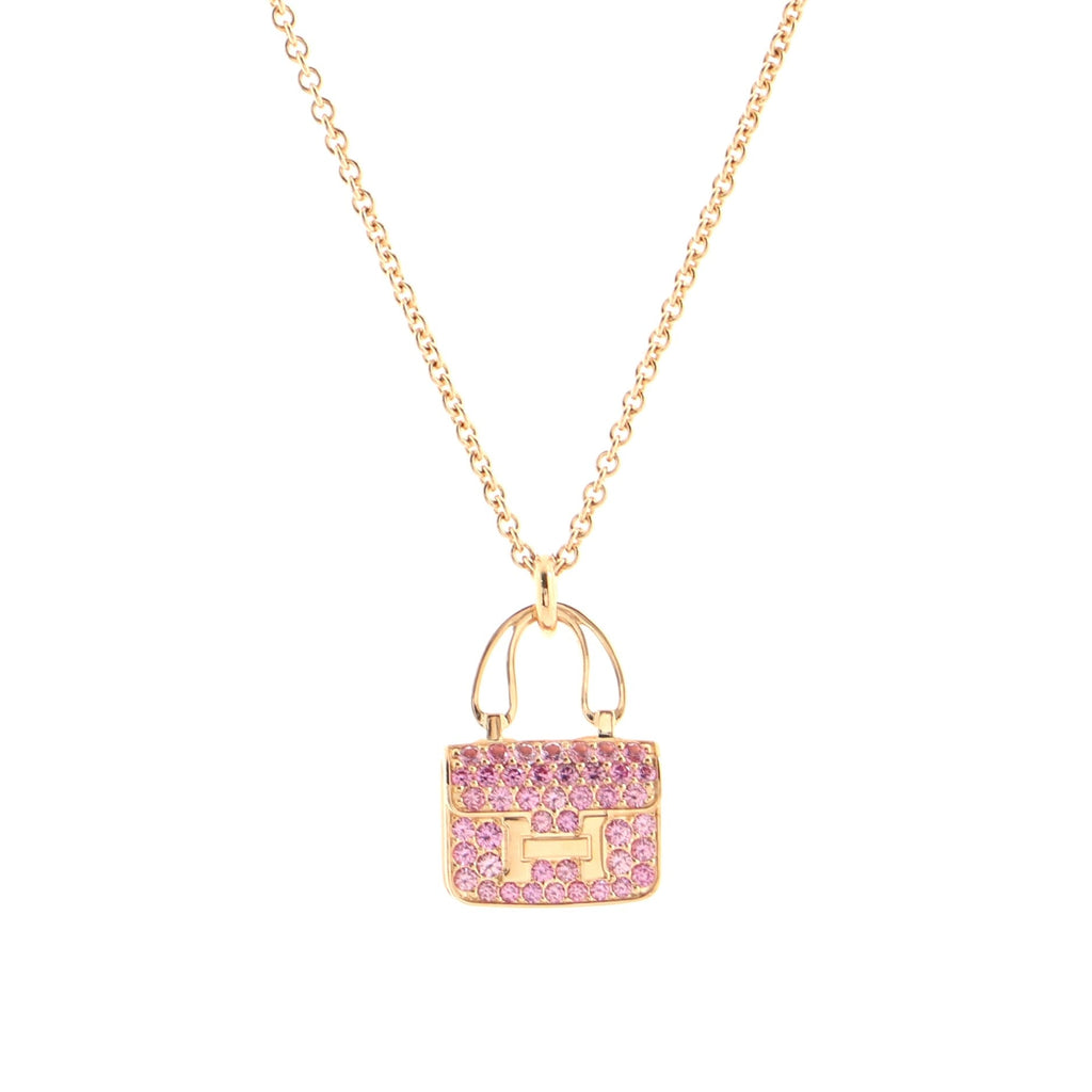 Amulettes Constance Pendant NM Necklace 18K Rose Gold and Pink Sapphires