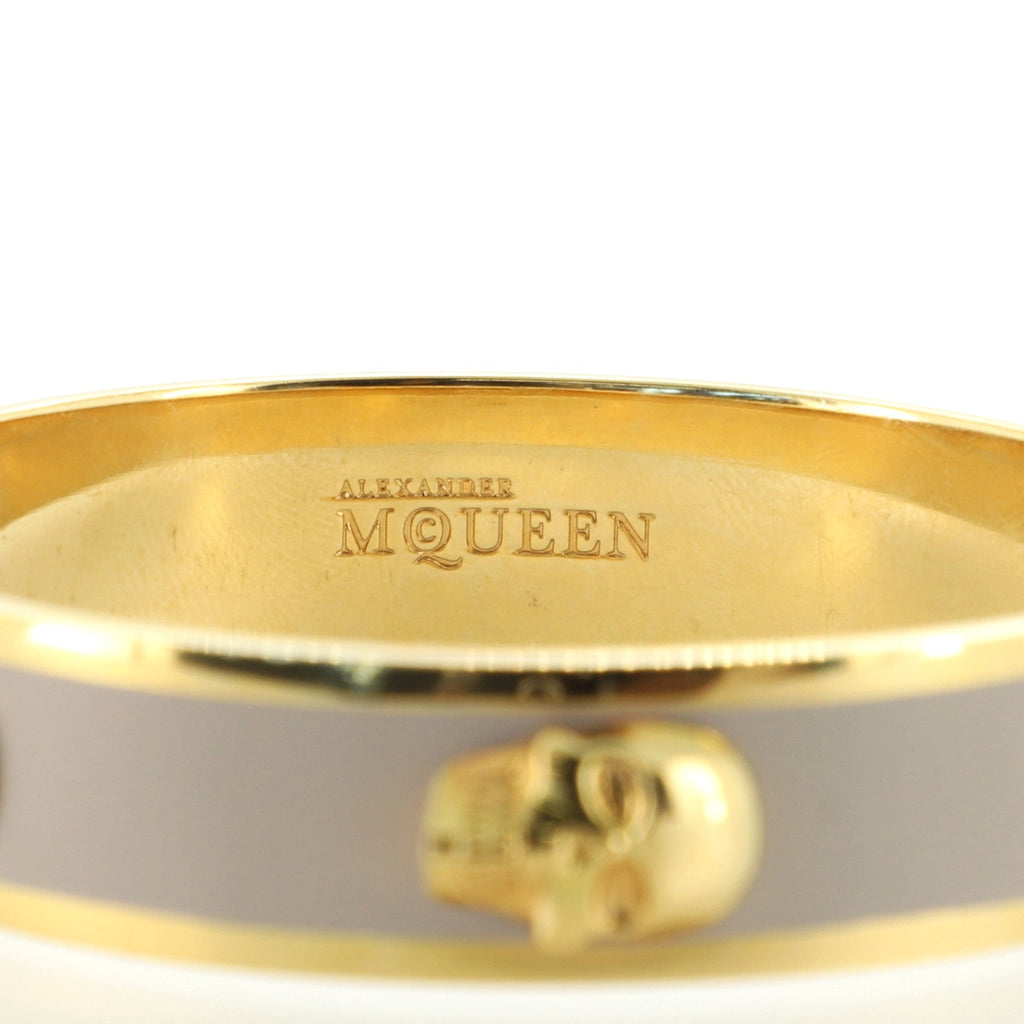 Skull Bangle Bracelet Metal and Enamel Medium
