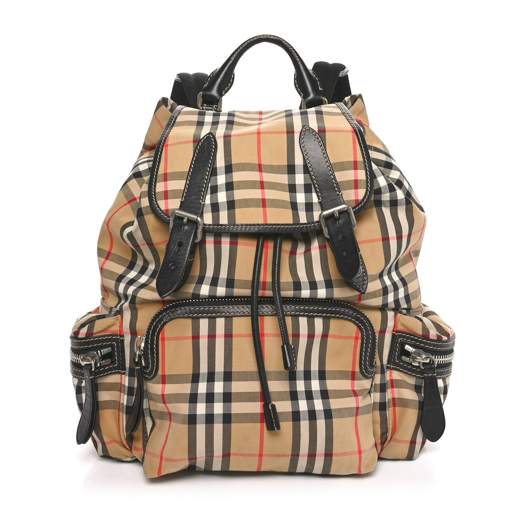 Nylon Vintage Check Medium Rucksack Backpack Antique Yellow