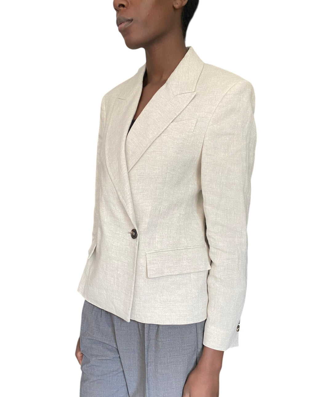 Brunello Cucinelli Ivory Monili Embellished Linen Blazer - 40 / US 4
