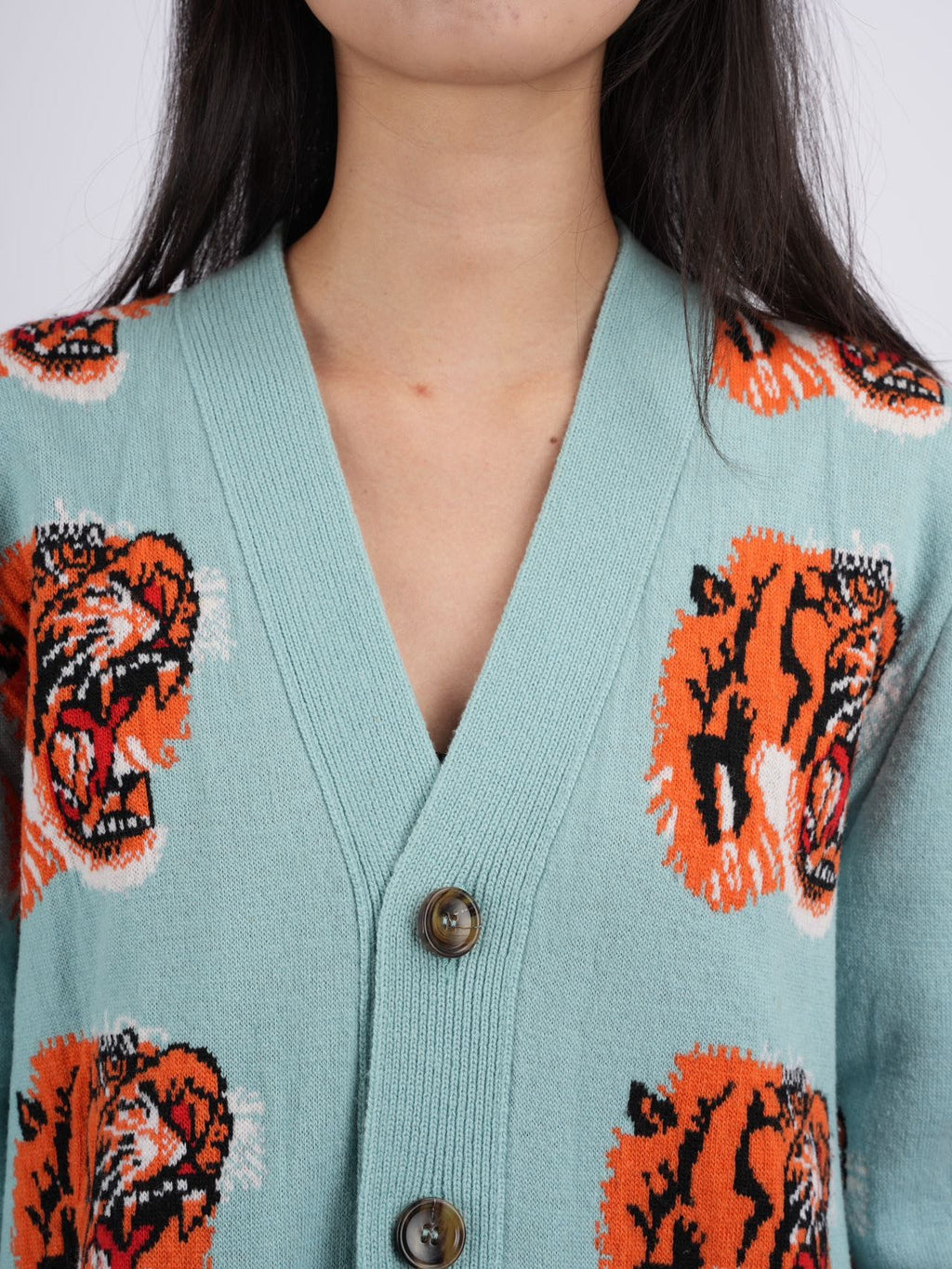 Gucci Tiger Jacquard Wool igan light Blue XS