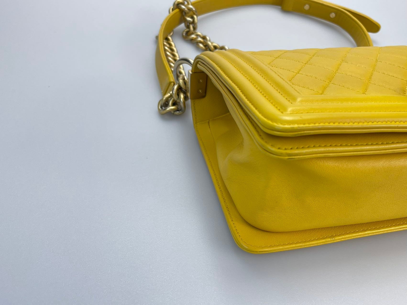 Chanel Le boy Medium in Lemon Yellow Bag with Gold Hardware