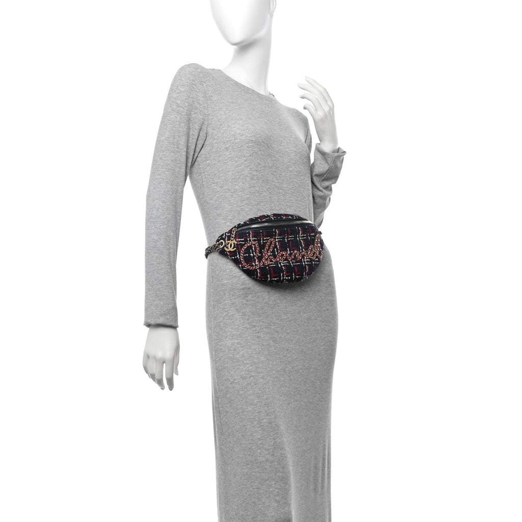 Tweed Quilted Chain 20s Signe Waist Bag Multicolor