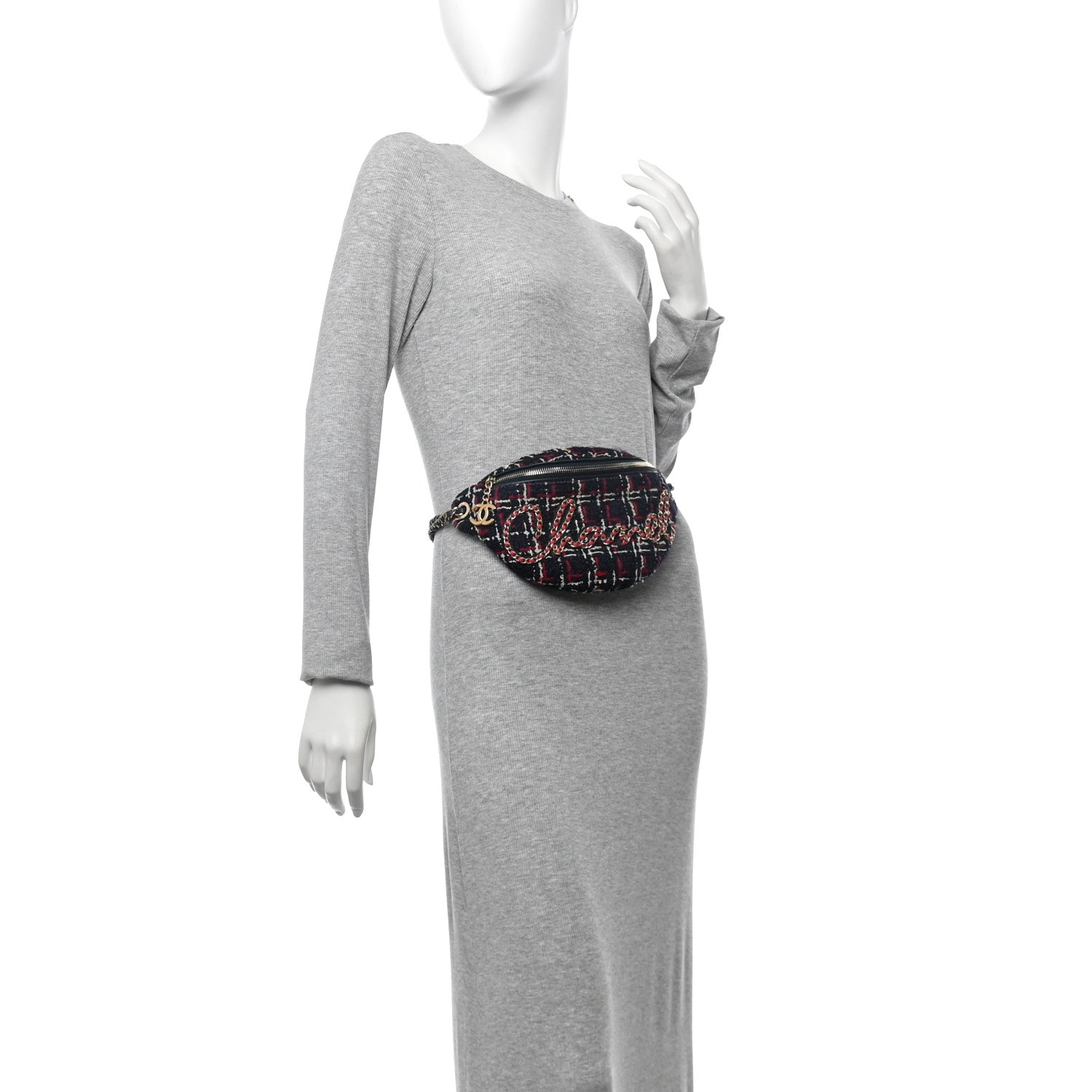 Tweed Quilted Chain 20s Signe Waist Bag Multicolor