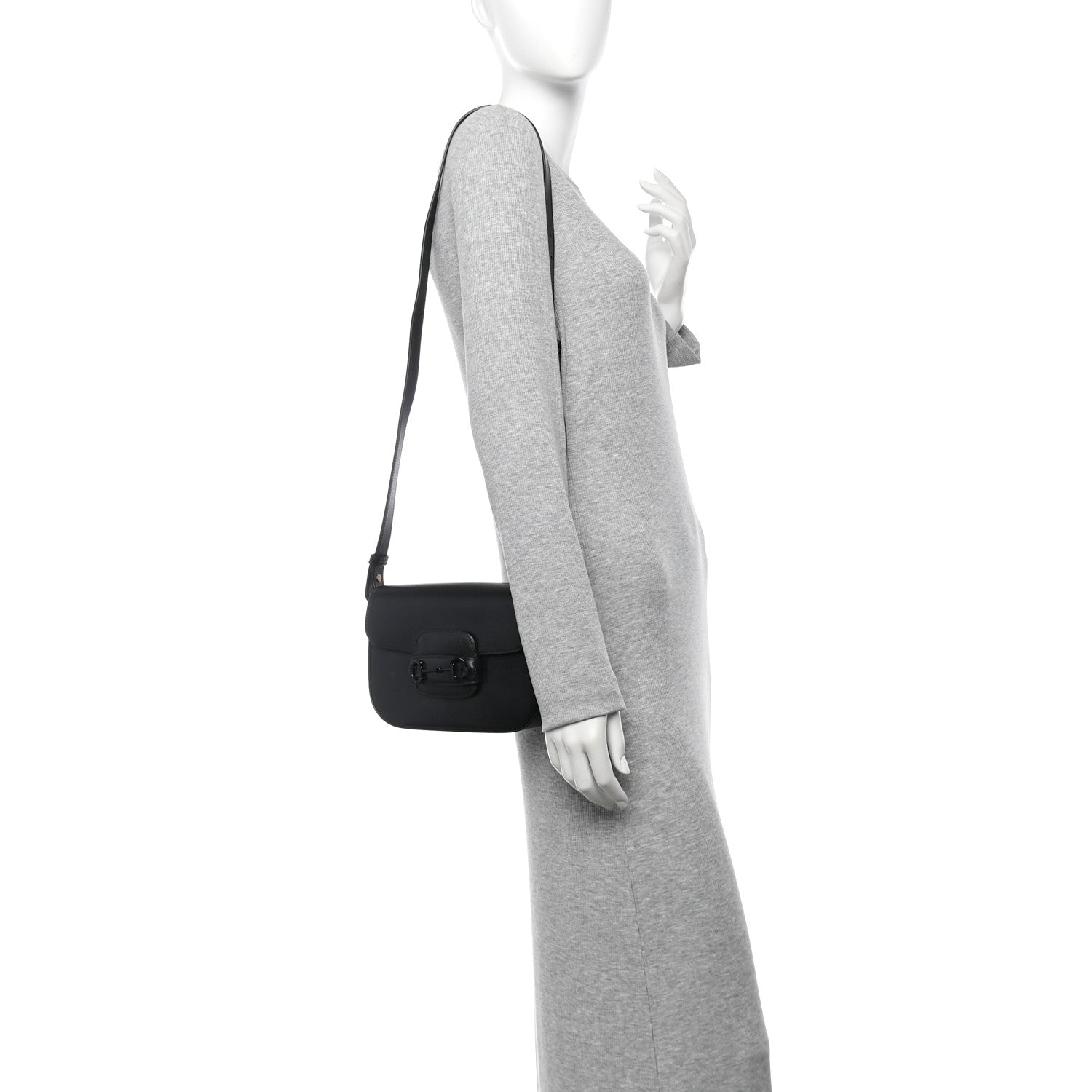 Azalea Calfskin Web Monochrome Mini Horsebit 1955 Shoulder Bag Black