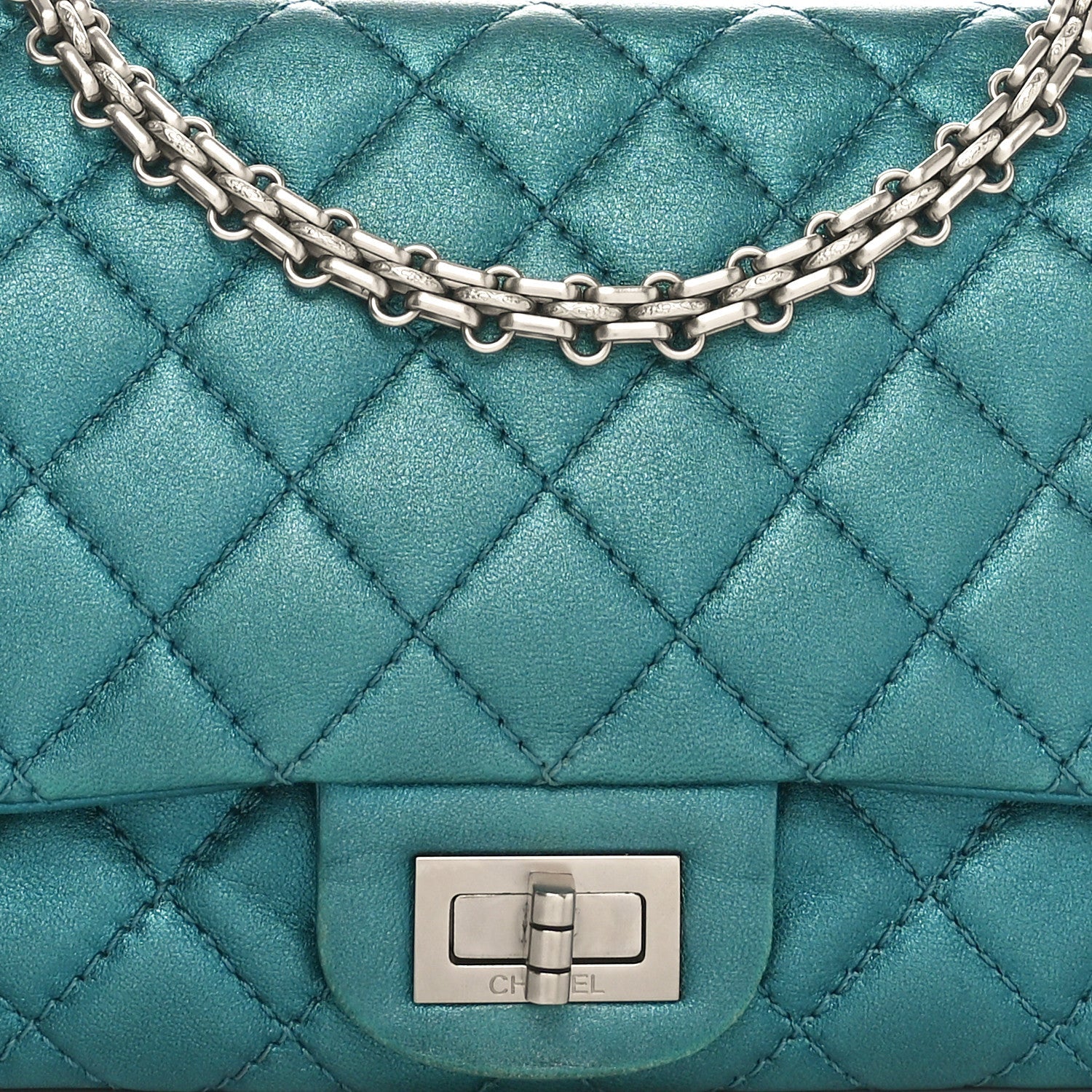 Metallic Calfskin 2.55 Reissue 225 Flap Turquoise