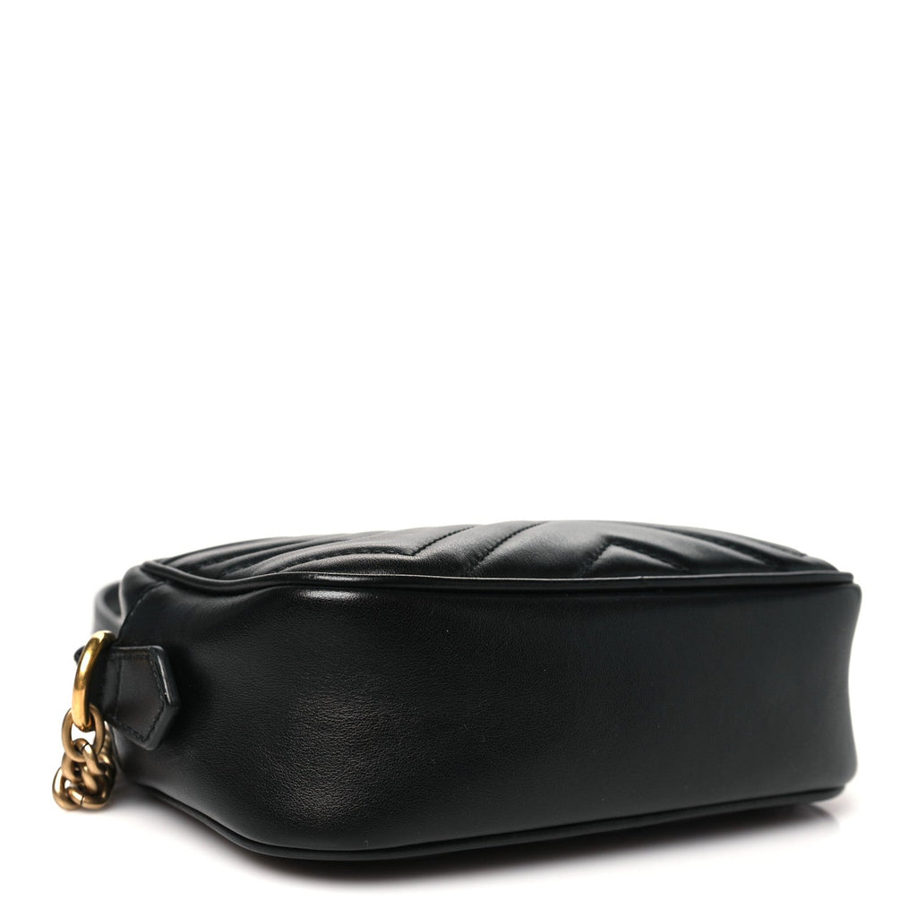 Calfskin Matelasse Mini GG Marmont Chain Shoulder Bag Black