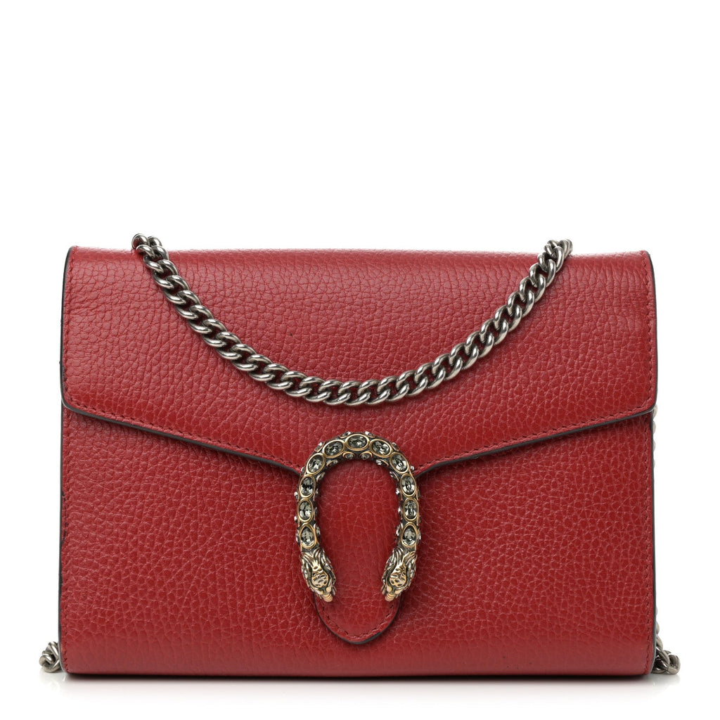 Calfskin Mini Dionysus Chain Wallet Hibiscus Red