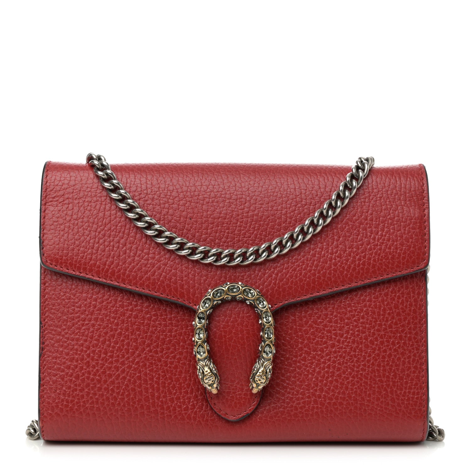 Calfskin Mini Dionysus Chain Wallet Hibiscus Red