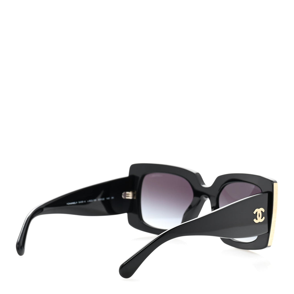 Acetate Rectangle Sunglasses 5435-A Black