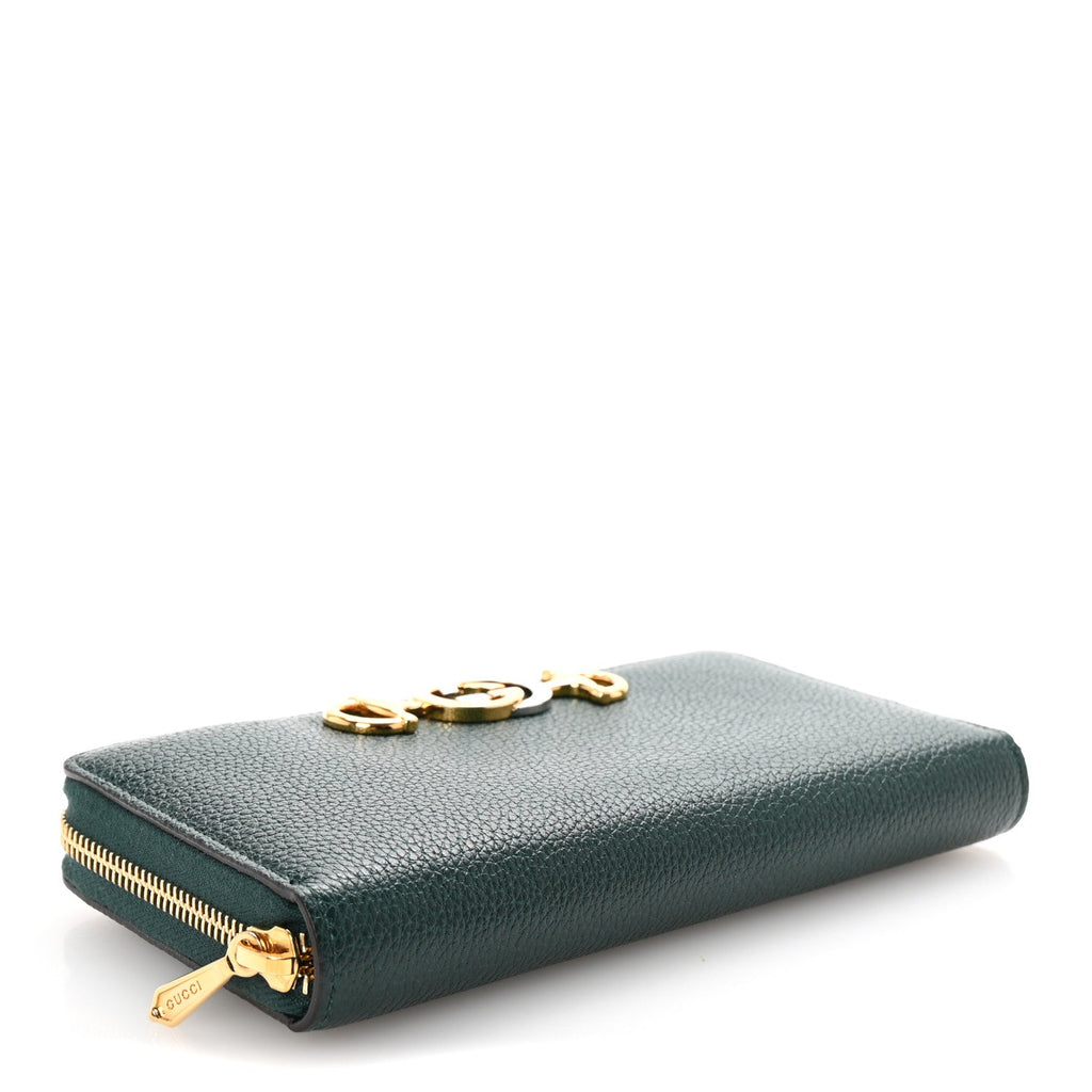 Grainy Calfskin Zumi Zip Around Wallet Vintage Green