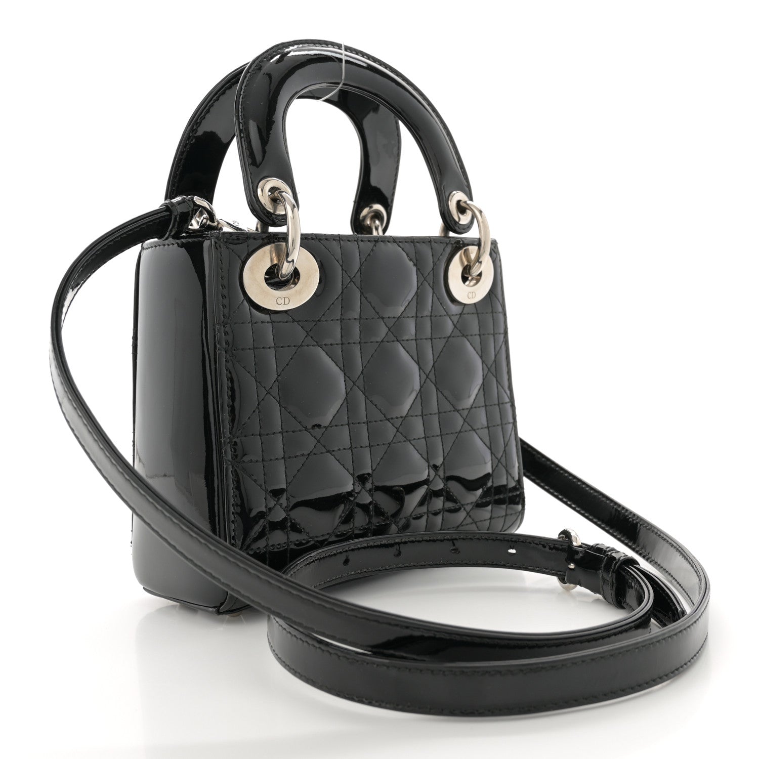 Patent Cannage Mini Lady Dior Black