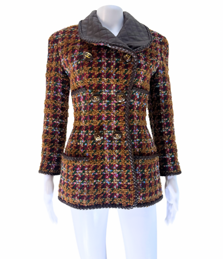 Chanel Vintage 1992 Tweed Leather Jacket