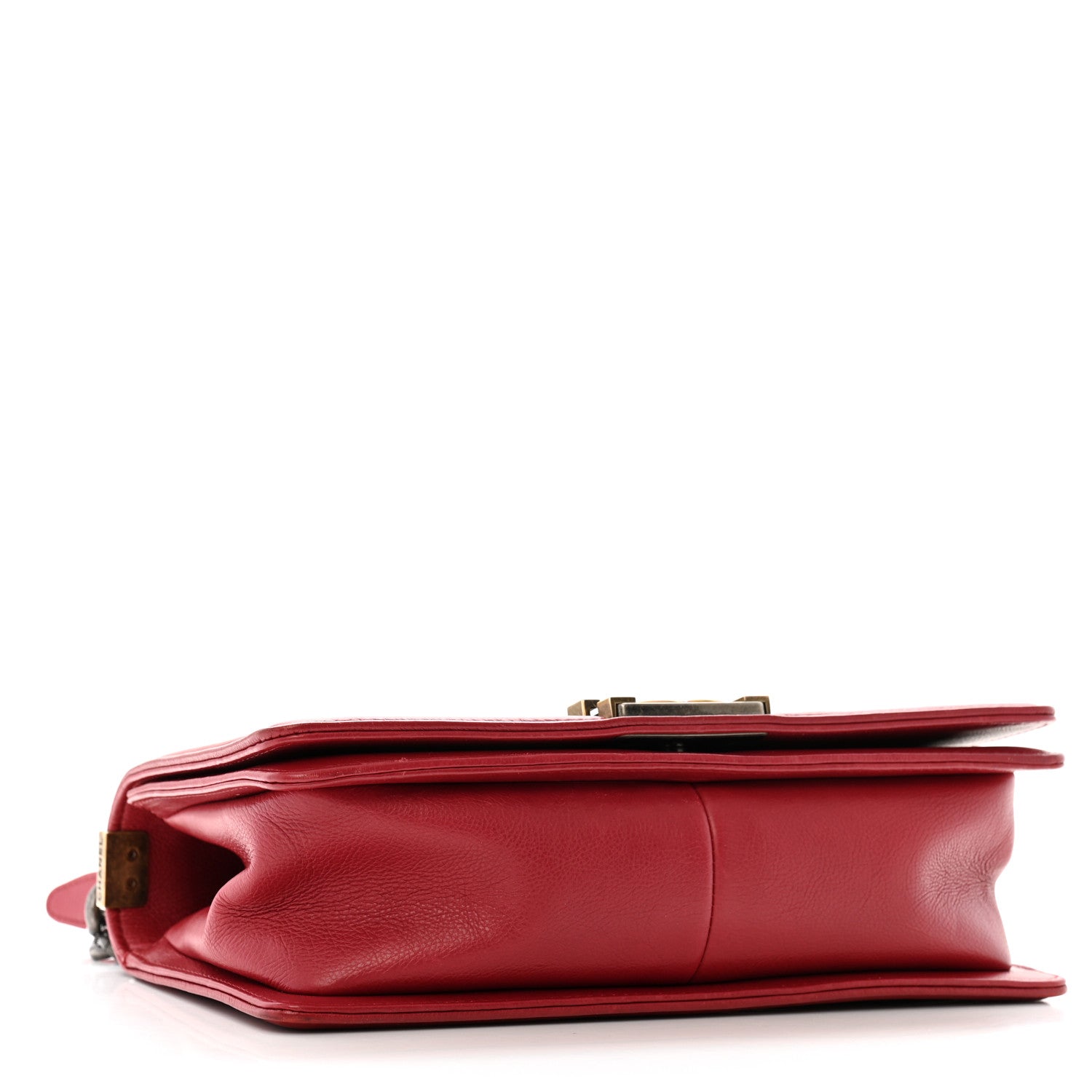 Calfskin Quilted Double Stitch Medium Boy Flap Red