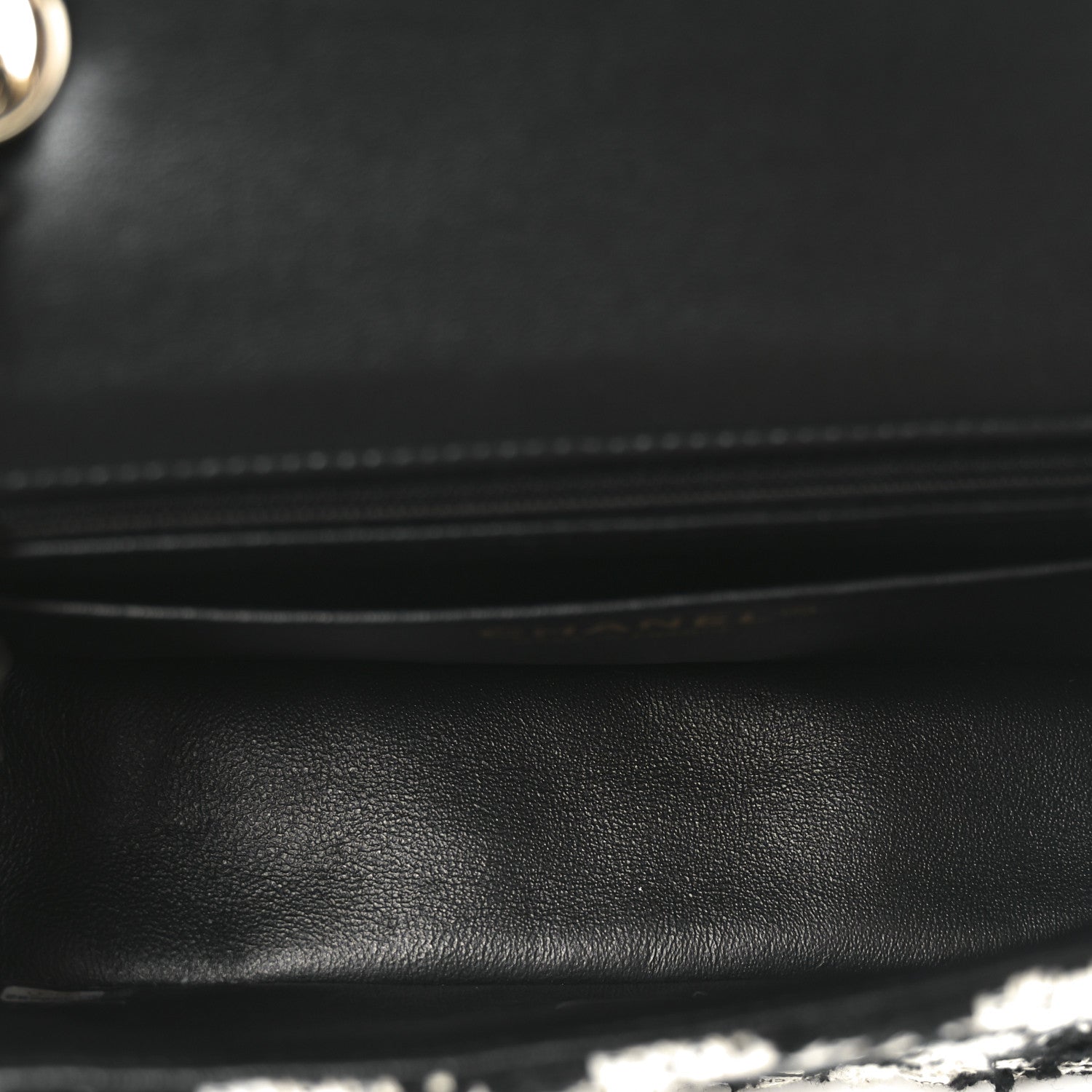 Tweed Quilted Mini Rectangular Flap Black Ecru White