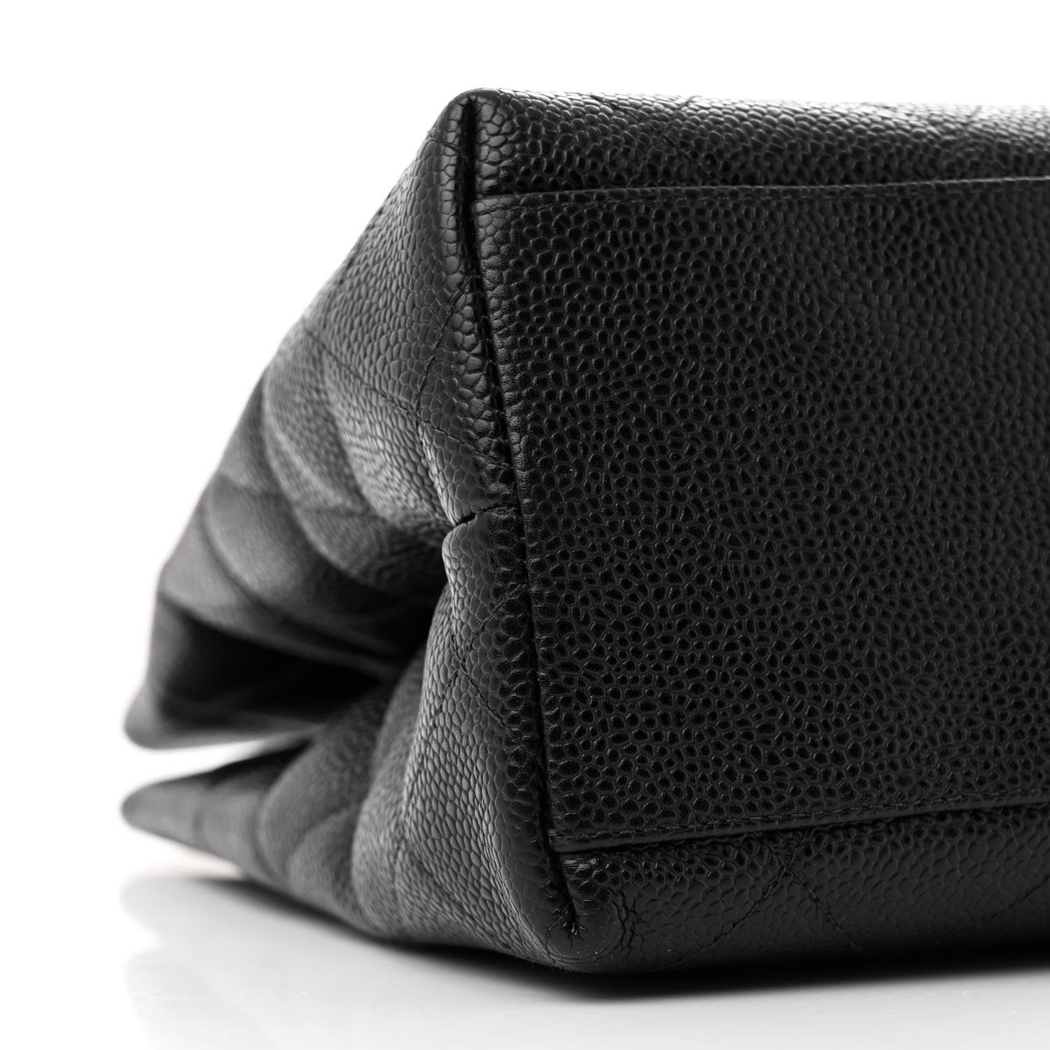 Caviar Quilted Small Shopping Tote Black
