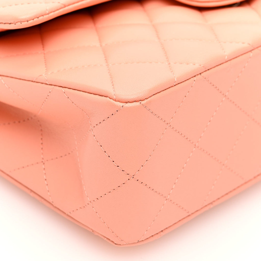Lambskin Quilted Small Double Flap Light Orange