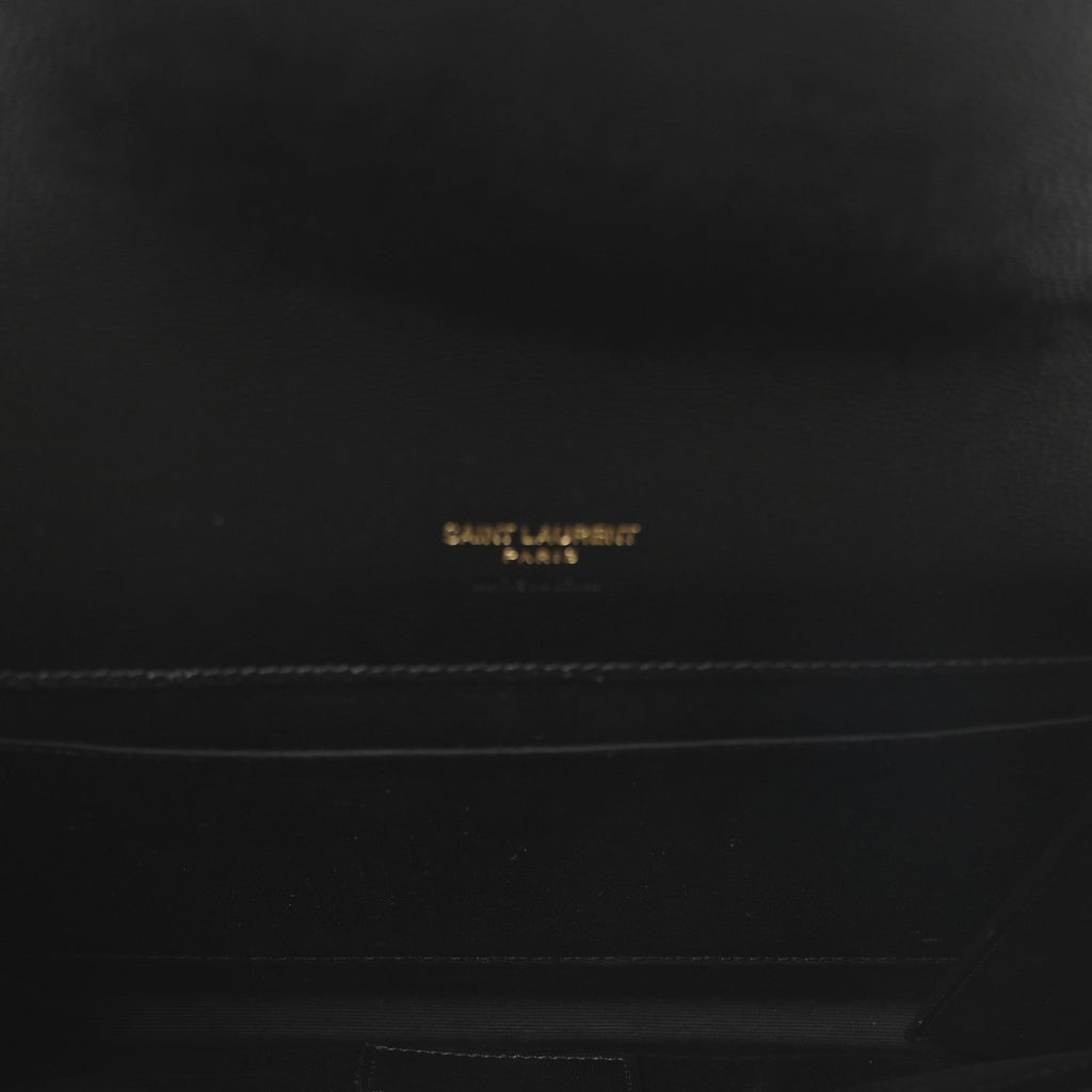 Grain De Poudre Matelasse Chevron Monogram Envelope Clutch Black
